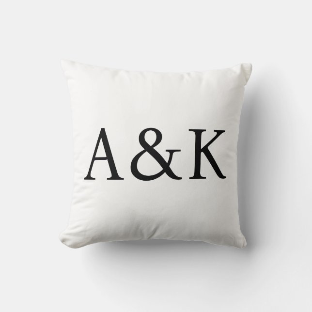 Custom Initials on White Throw Pillow (Front)