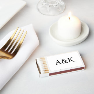 Custom Initials on White Wedding Matchboxes