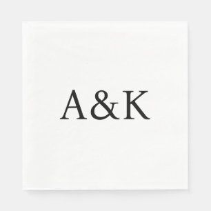 Custom Initials on White Wedding Napkins