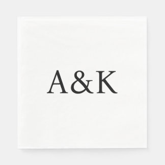 Custom Initials on White Wedding Napkins
