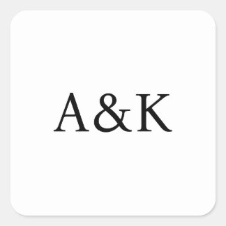 Custom Initials on White Wedding Square Sticker