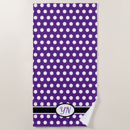 Custom initials Polka Dot  Beach Towel