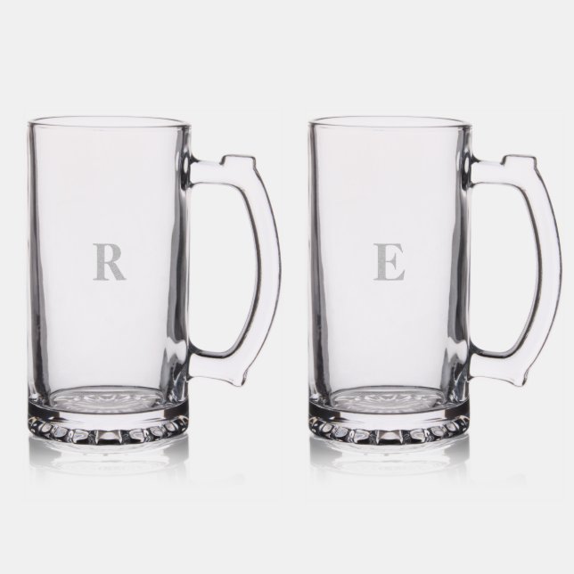 Custom Initials R and E Printed Bachelorette Party Stein (Glassware)