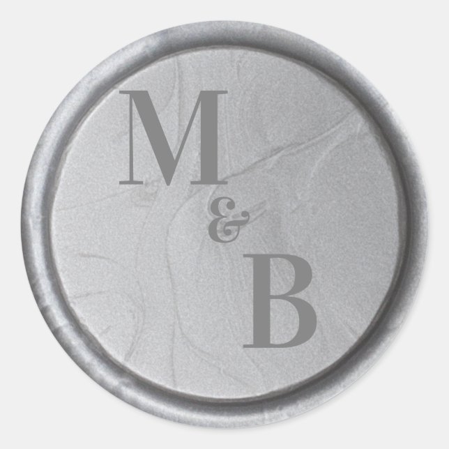  Custom initials silver wax seal wedding stickers (Front)