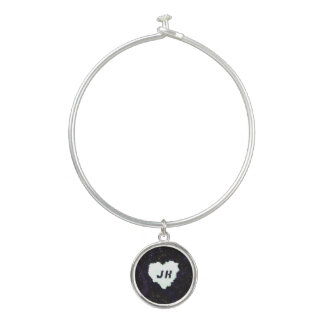 CUSTOM Initials Starry Outer Space and heart cloud Bangle Bracelet