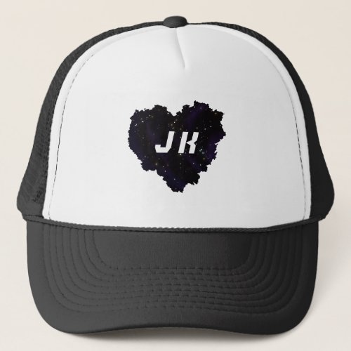 Custom Initials Starry Outer Space cloud heart Trucker Hat