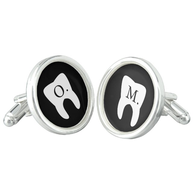 Custom Initials Teeth Symbol Cufflinks (Angled)
