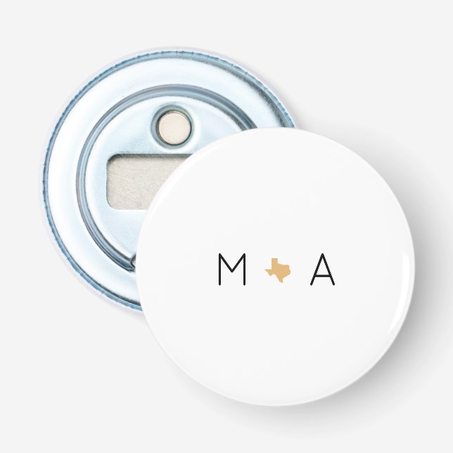 Custom Initials Texas Wedding Monogram Favor Gift Bottle Opener (Front)