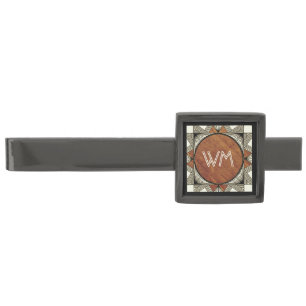  Custom Initials Wood Modern Rustic Farmhouse Chic Gunmetal Finish Tie Bar