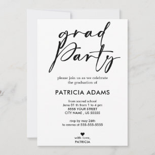 Custom Insert Elegant minimalist grad Party Invitation