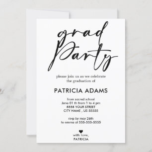 Custom Insert Elegant minimalist grad Party Invitation
