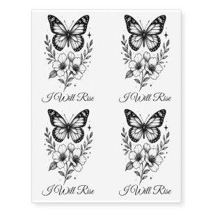 Custom Inspirational Butterfly Floral Temporary Tattoos