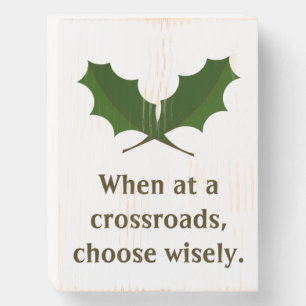 Custom Inspirational Quote & Green Leaves, Simple Wooden Box Sign