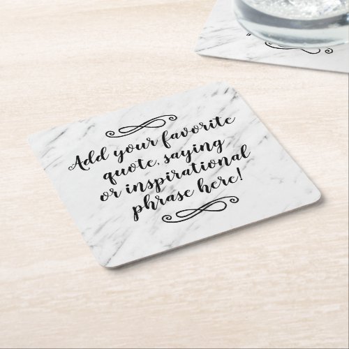 Custom Inspirational Quote Phrase Script Square Paper Coaster