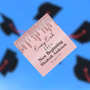 Custom Inspirational Quote Pink Glitter Graduation Cap Topper