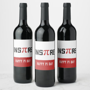 Custom InsPire Pi day Happy Pi day Math Gifts Wine Label