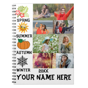 Custom Instagram 8 photo collage year season Notebook