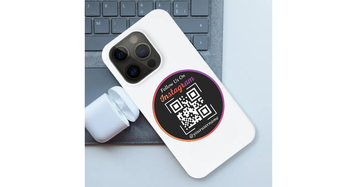 Custom Instagram Business QR Code Follow Us On Classic Round Sticker ...