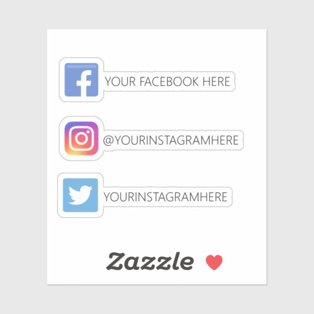 Custom Instagram Facebook Twitter Social Media Sticker (Sheet)