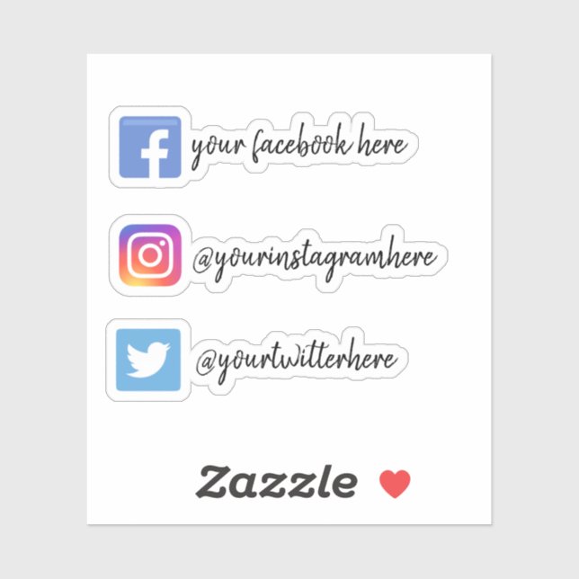 Custom Instagram Facebook Twitter Social Media Sticker (Sheet)