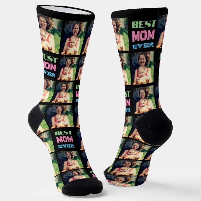 Custom instagram photo best mom ever socks (Angled)