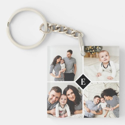 Custom Instagram Photo Collage Family Monogram Keychain