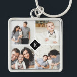 Custom Instagram Photo Collage Family Monogram Keychain<br><div class="desc">Custom made to order key chain personalized with your photos and text. Add 4 square Instagram photos with a classic monogram initial in the center. Use the design tools to add more photos, change the background color, and edit the text fonts and colors to create a unique one of a...</div>