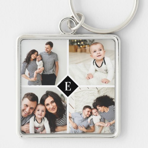 Custom Instagram Photo Collage Family Monogram Keychain