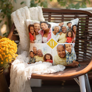 Custom Instagram Photo Collage Family Monogram Throw Pillow
