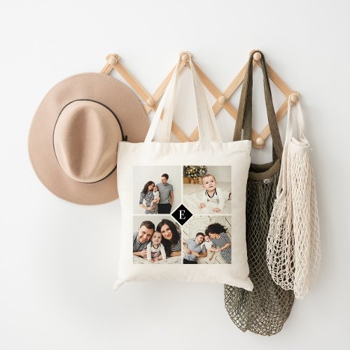 Custom Instagram Photo Collage Family Monogram Tote Bag