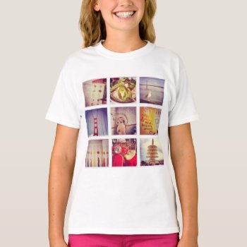 Custom Instagram Photo Collage Girls Basic T-shirt by bestipadcasescovers at Zazzle