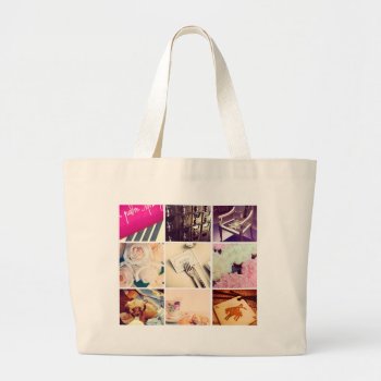 Custom Instagram Photo Collage Jumbo Tote Bag by bestgiftideas at Zazzle