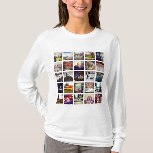 Custom Instagram Photo Collage Long Sleeve T_Shirt