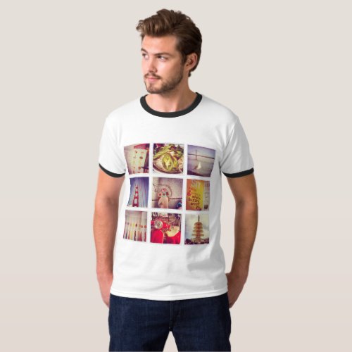 Custom Instagram Photo Collage Mens Ringer T_Shirt