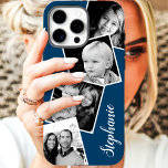 Custom Instagram Photo Collage Personalized Name iPhone 11 Case<br><div class="desc">Custom Instagram Photo Collage Navy Blue Personalized iPhone 11 Case. This trendy modern design features a place for 4 square instagram style photos. Add your name or text to further personalize this custom DIY design and choose your own background color.</div>