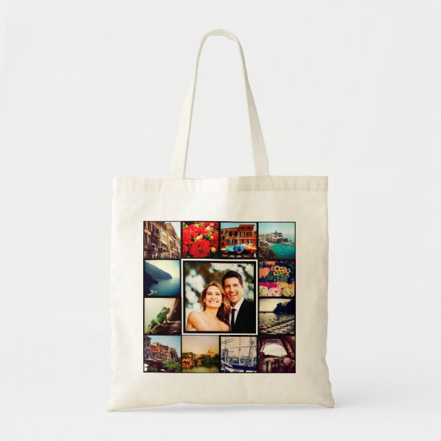 Custom Instagram Photo Collage Personalized Tote Bag (Front)