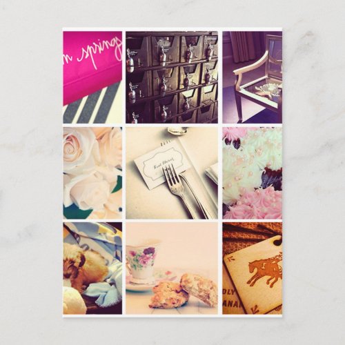 Custom Instagram Photo Collage Postcard