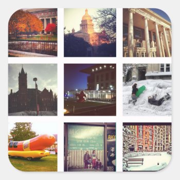 Custom Instagram Photo Collage Square Sticker by ReligiousStore at Zazzle