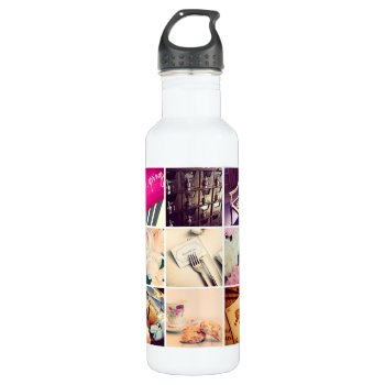 Custom Instagram Photo Collage Water Bottle by bestipadcasescovers at Zazzle