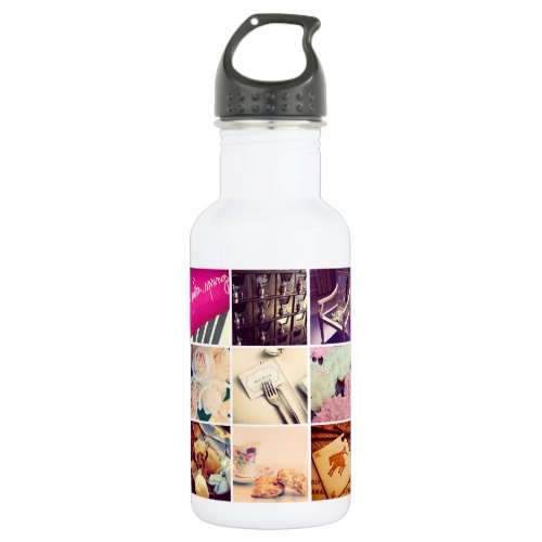 Custom Instagram Photo Collage Water Bottle