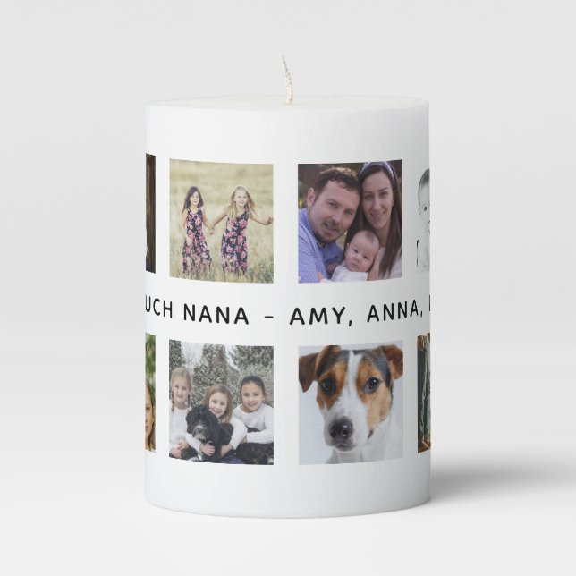 Custom Instagram Photos 12 Photos Collage Pillar Candle (Front)