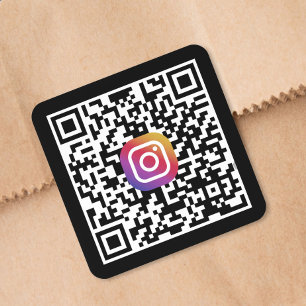Custom Instagram QR Code Black Square Sticker