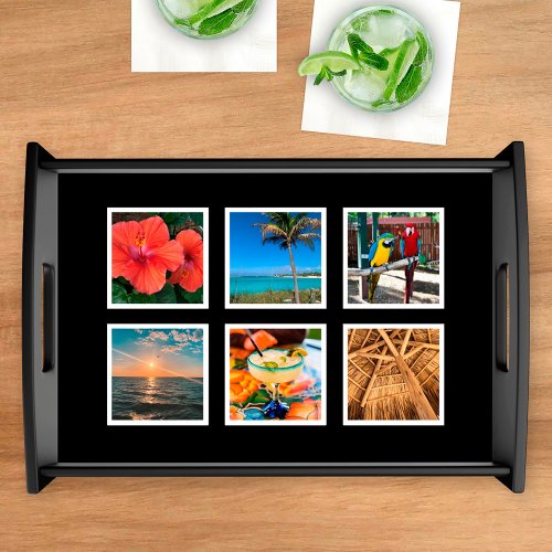 Custom Instagram Six Square Photo Collage Serving Tray