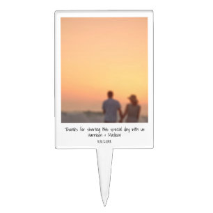 Custom instant photo & text modern chic wedding cake topper
