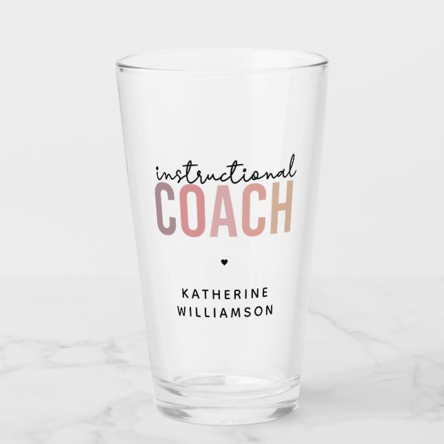 Custom Instructional Coach Educational Coach Gifts Glass (Front)