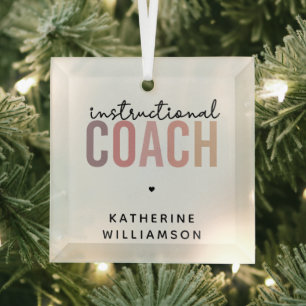 Custom Instructional Coach Educational Coach Gifts Glass Ornament
