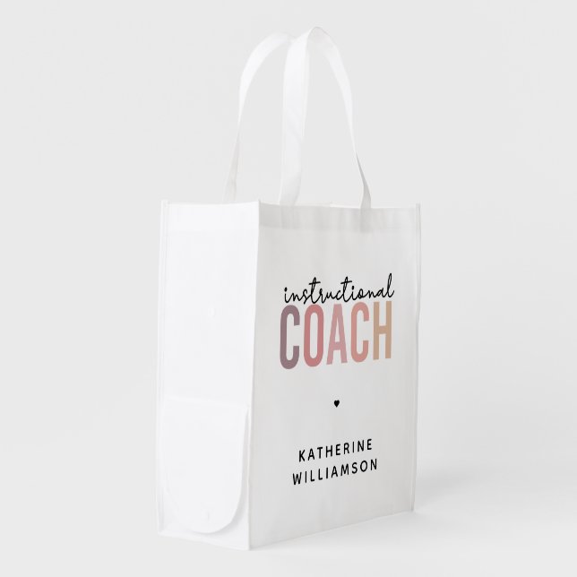 Custom Instructional Coach Educational Coach Gifts Grocery Bag (Front Side)
