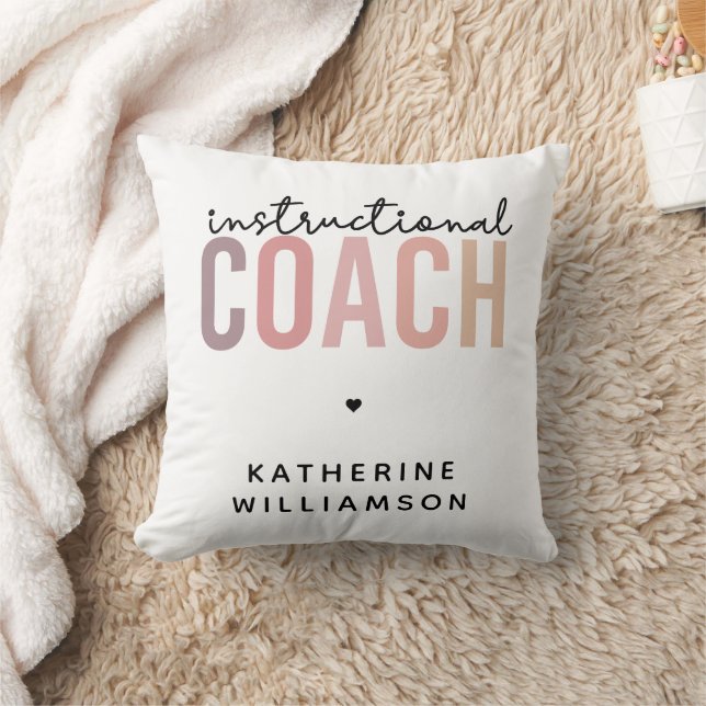 Custom Instructional Coach Educational Coach Gifts Throw Pillow (Blanket)