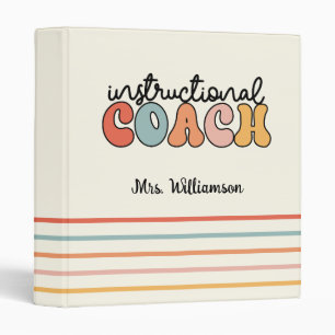 Custom Instructional Coach Educational Coach Retro 3 Ring Binder