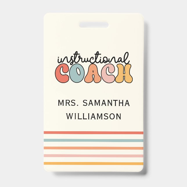 Custom Instructional Coach Educational Coach Retro Badge (Front)